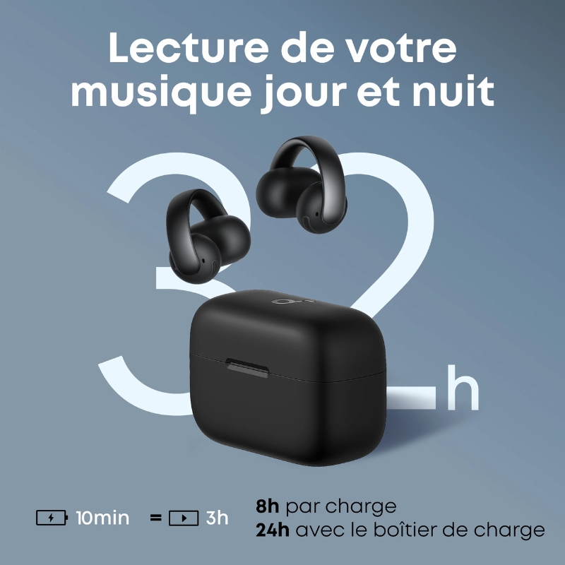 AeroClip-Black| Écouteurs oreilles libres à clip